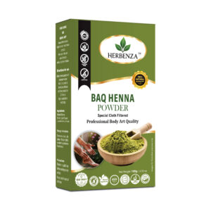 Pure, triple-sifted Body Art Quality (BAQ) Henna Powder for rich, natural hair color, shine, and strength. 100g