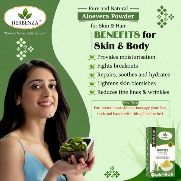 Herbenza Aloe Vera Powder – 100% Natural Skin & Hair Care 100g - Image 6