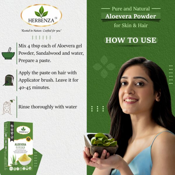 Herbenza Aloe Vera Powder – 100% Natural Skin & Hair Care 100g - Image 5