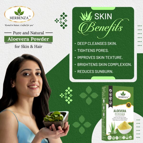 Herbenza Aloe Vera Powder – 100% Natural Skin & Hair Care 100g - Image 3