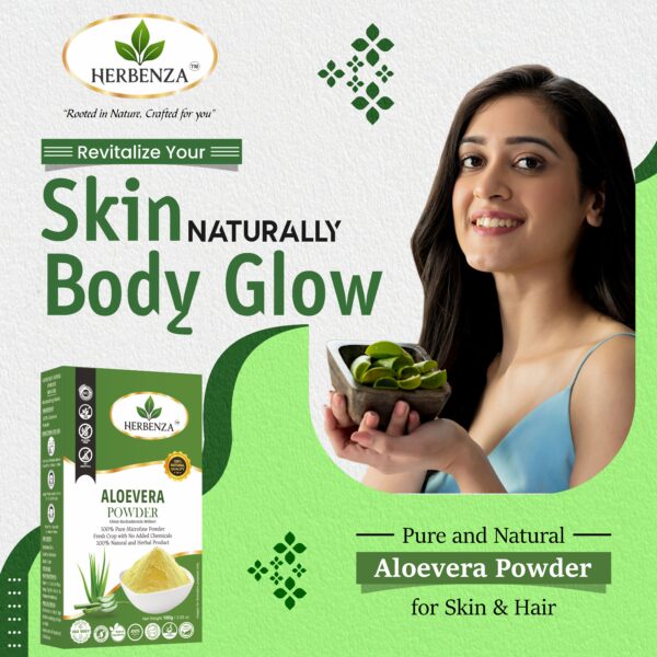 Herbenza Aloe Vera Powder – 100% Natural Skin & Hair Care 100g - Image 7