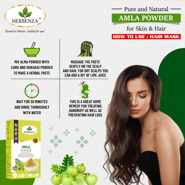 Herbenza 100% Natural Amla Powder – For Healthy Hair & Skin 100g - Image 5