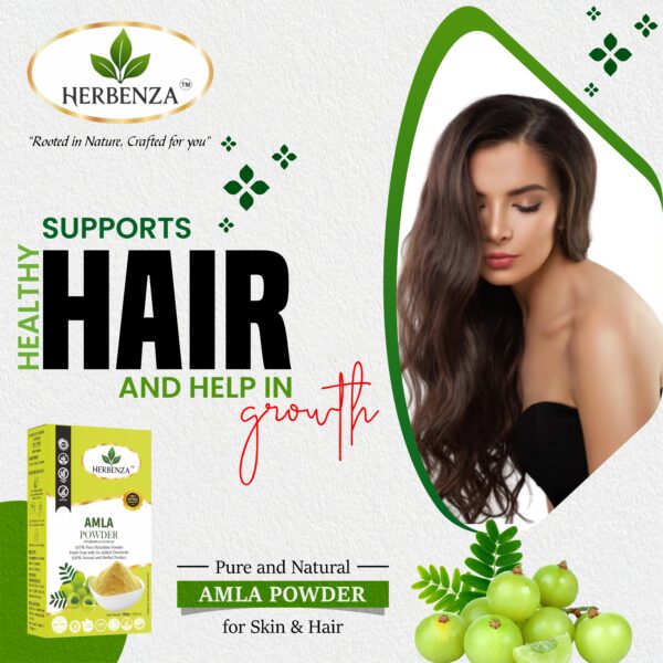 Herbenza 100% Natural Amla Powder – For Healthy Hair & Skin 100g - Image 3