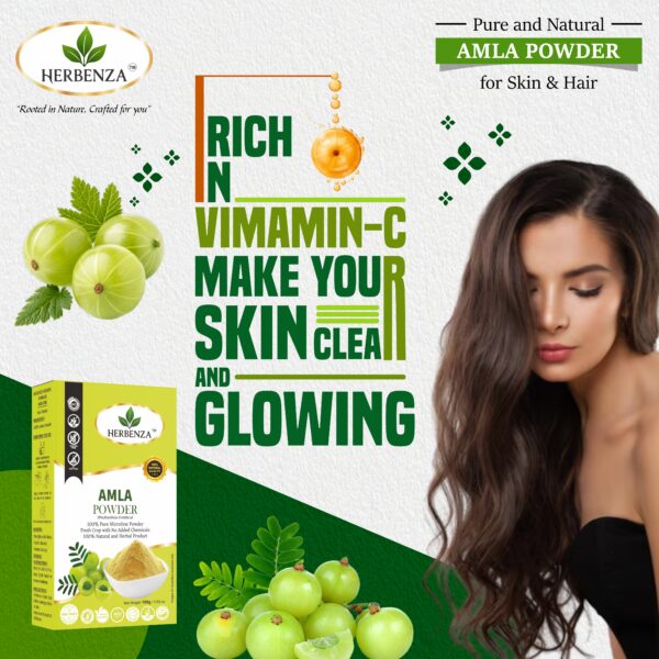 Herbenza 100% Natural Amla Powder – For Healthy Hair & Skin 100g - Image 2