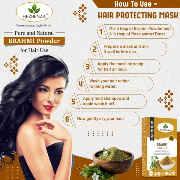 Herbenza Herbal Brahmi Powder – Natural Hair & Mind Wellness 100g - Image 3