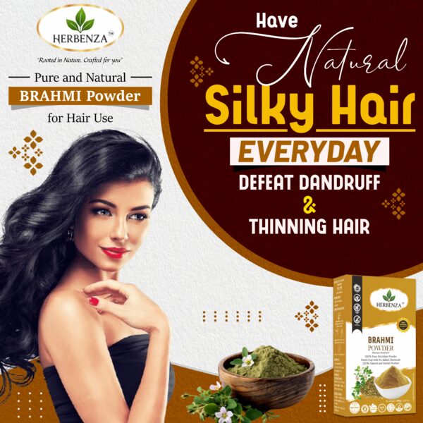 Herbenza Herbal Brahmi Powder – Natural Hair & Mind Wellness 100g - Image 5