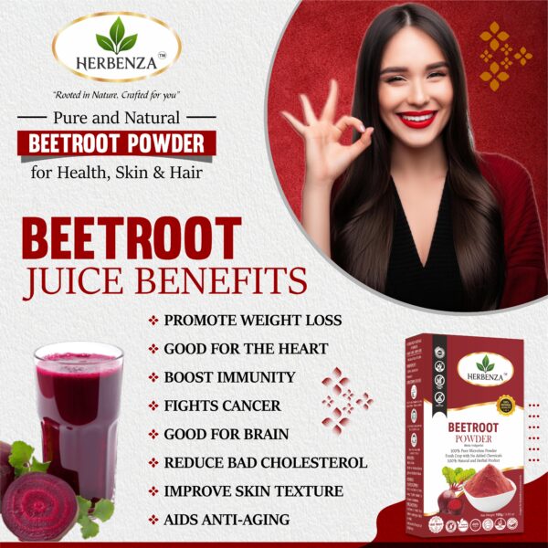 Herbenza Herbal Beetroot Powder – Natural Energy & Vitality Boost 100g - Image 6