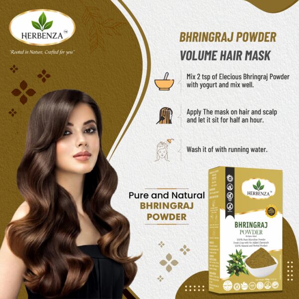 Herbenza Bhringraj Powder – Natural Hair Care Solution 100g - Image 4