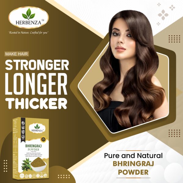 Herbenza Bhringraj Powder – Natural Hair Care Solution 100g - Image 3
