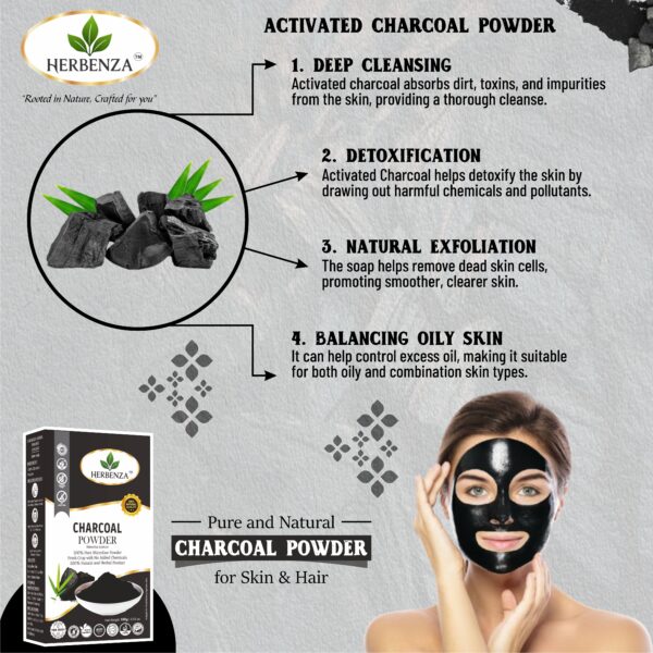 Herbenza Herbal Charcoal Powder – Pure Herbal Detox for Skin & Hair 100g - Image 3