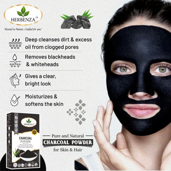 Herbenza Herbal Charcoal Powder – Pure Herbal Detox for Skin & Hair 100g - Image 2