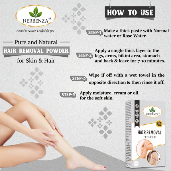 Herbenza Herbal Hair Removal Powder – Gentle & Natural Hair Care 100g - Image 2