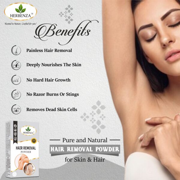 Herbenza Herbal Hair Removal Powder – Gentle & Natural Hair Care 100g - Image 3