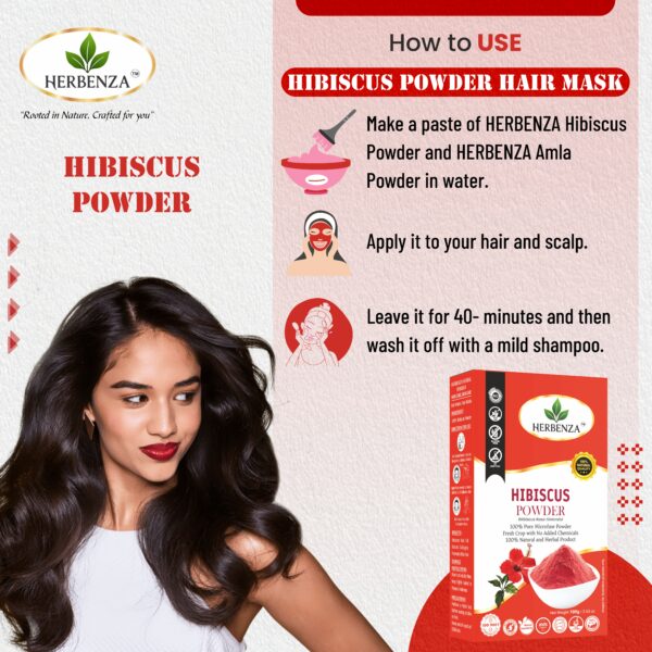 Herbenza Herbal Hibiscus Powder – Natural Hair & Skin Care 100G - Image 5
