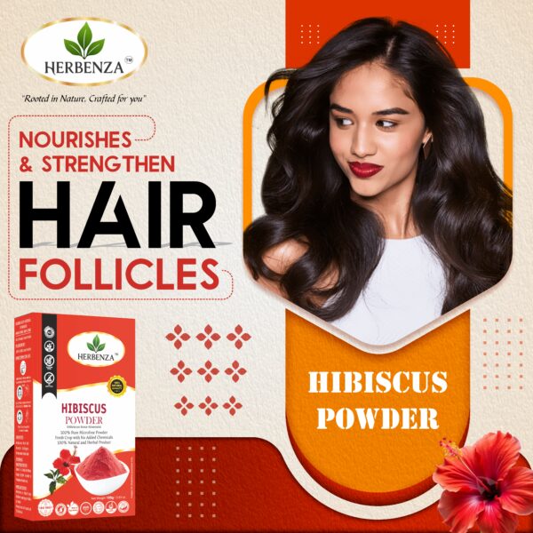 Herbenza Herbal Hibiscus Powder – Natural Hair & Skin Care 100G - Image 3