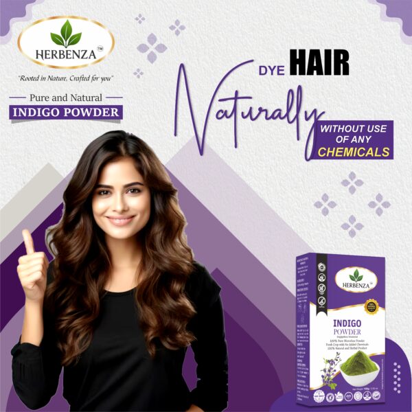 Herbenza Herbal Indigo Powder – Natural Hair Color & Care 100g - Image 4