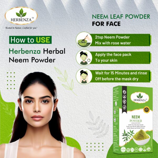 Herbenza Herbal Neem Powder – Natural Skin & Hair Care 100g - Image 4