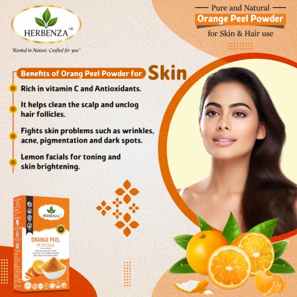 Herbenza Herbal Orange Peel Powder – Natural Skin & Hair Care 100g - Image 2