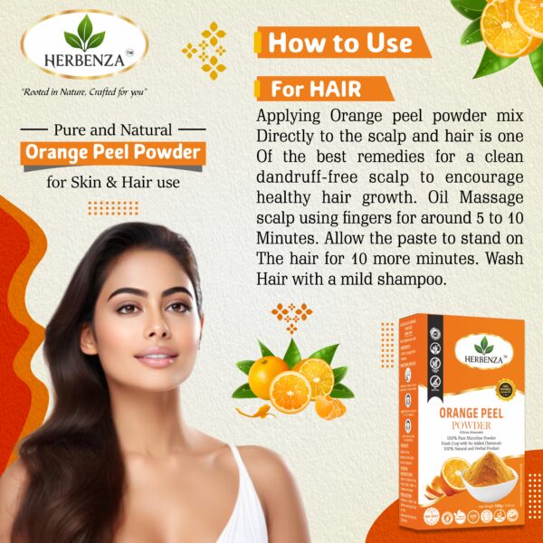 Herbenza Herbal Orange Peel Powder – Natural Skin & Hair Care 100g - Image 4