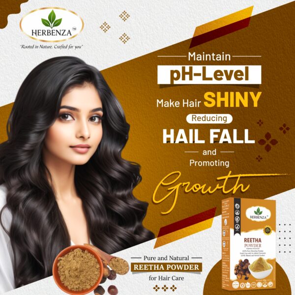 Herbenza Herbal Reetha Powder – Natural Cleansing & Hair Care 100g - Image 2