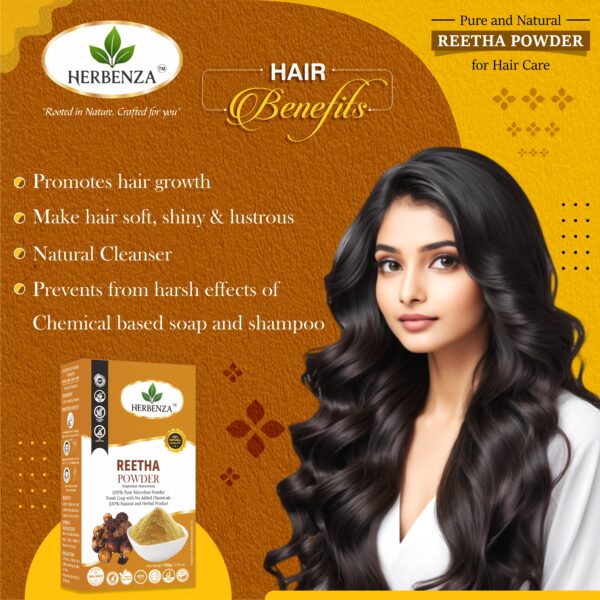 Herbenza Herbal Reetha Powder – Natural Cleansing & Hair Care 100g - Image 4