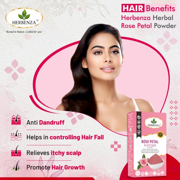 Herbal Rose Petal Powder – Natural Skin & Hair Care 100g - Image 4