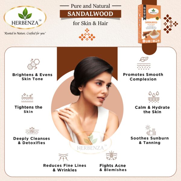 Herbenza Natural Sandalwood Powder – Pure & Aromatic Skin Care 100g - Image 4