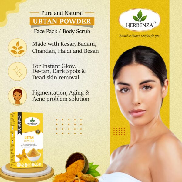Herbenza Ubtan Powder – Natural Skin Brightening & Glowing Care 100g - Image 2
