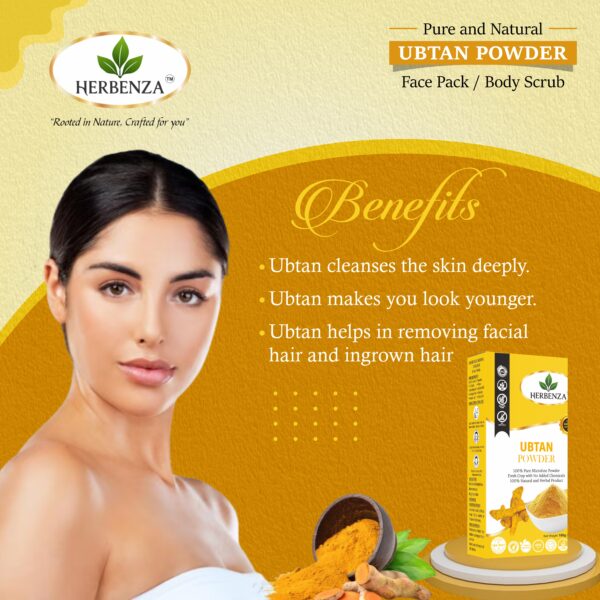 Herbenza Ubtan Powder – Natural Skin Brightening & Glowing Care 100g - Image 4