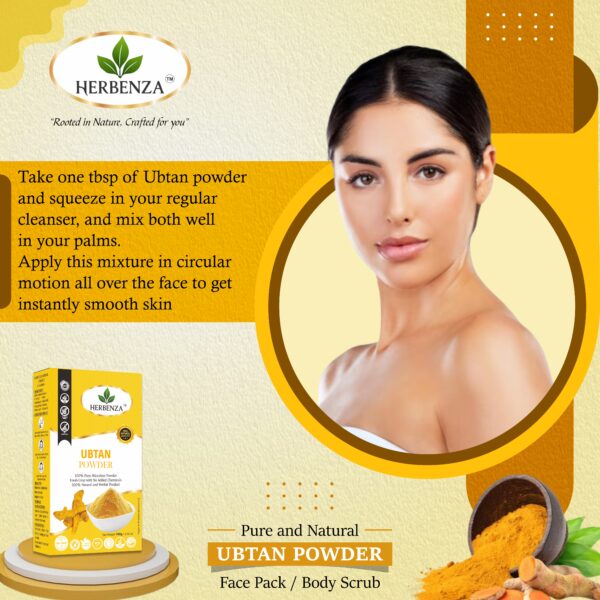 Herbenza Ubtan Powder – Natural Skin Brightening & Glowing Care 100g - Image 3